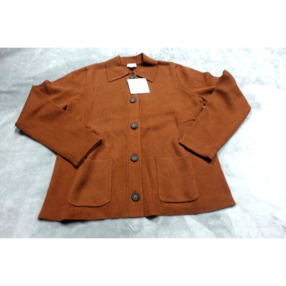 J.Jill XSP Petite Brown Nutmeg Double Knit Sweater Jacket NWT